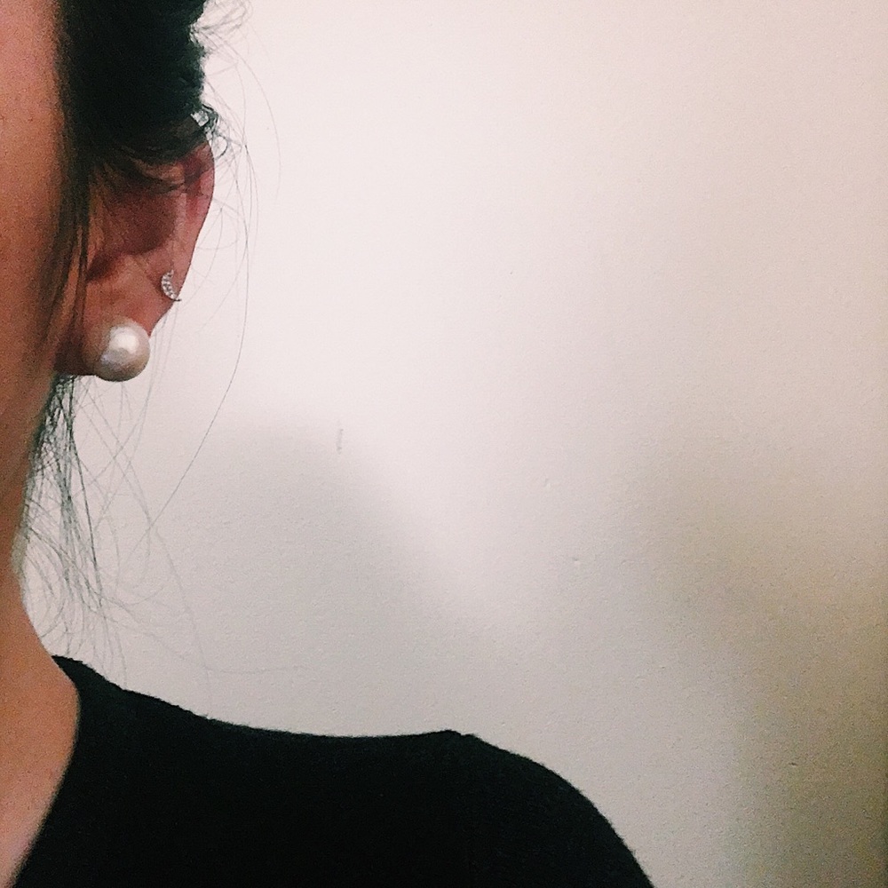 Large Faux pearl earring